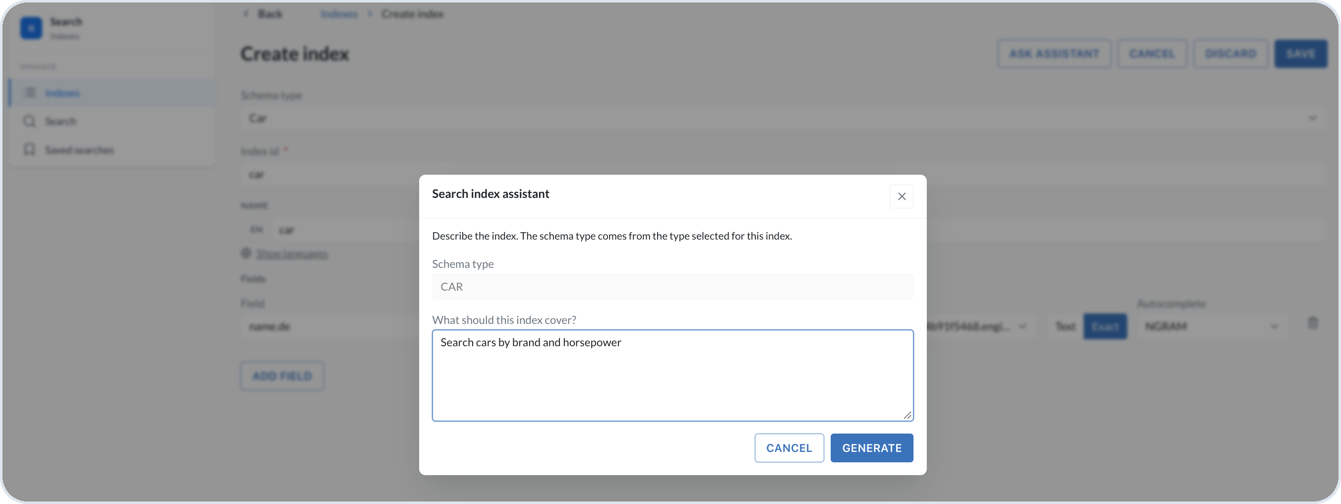Search index assistant